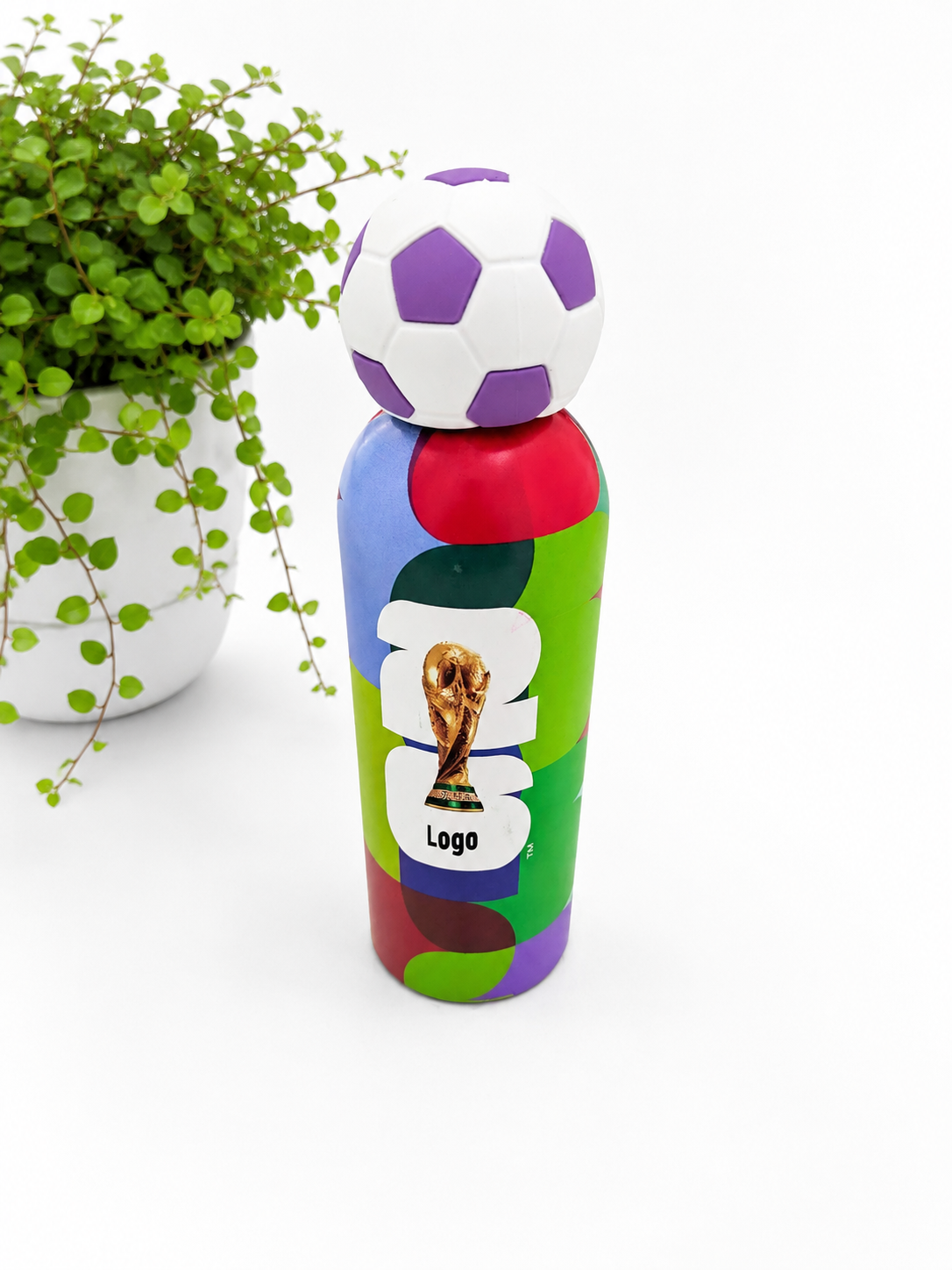 Football Print Steel Water Bottle