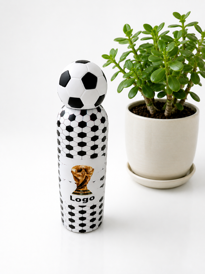 Football Print Steel Water Bottle