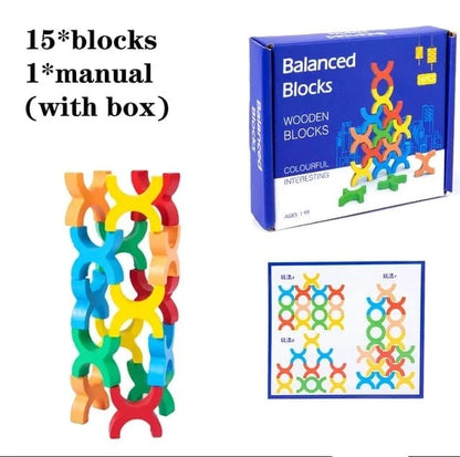 15 pcs wooden balancing blocks