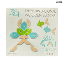 Three dimensional wooden blocks