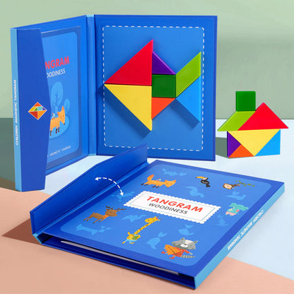 Magnetic tangram book