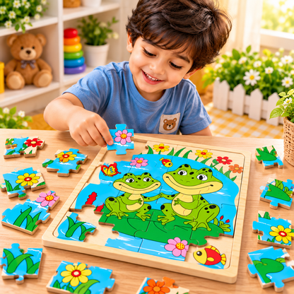 🐸 Wooden Frog Jigsaw Puzzle
