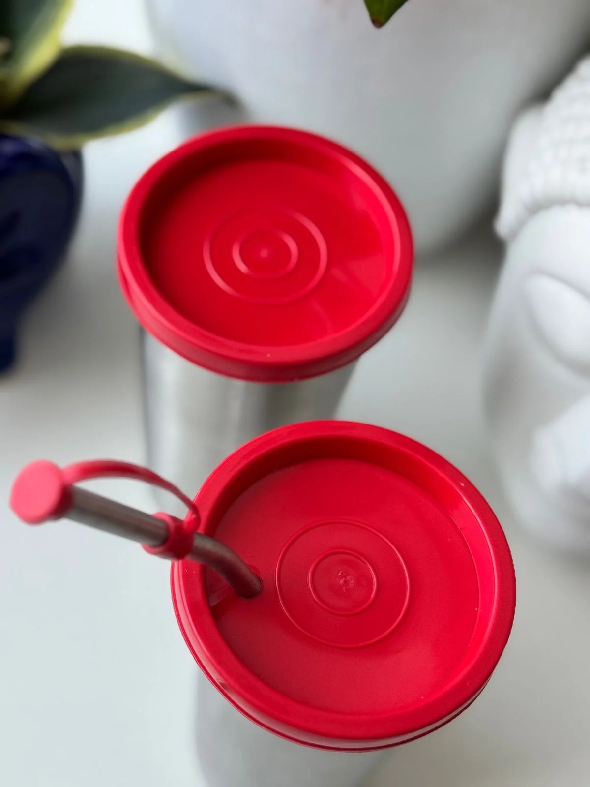 Stainless steel glass with Dual lid