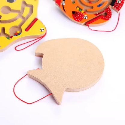 Wooden magnetic maze
