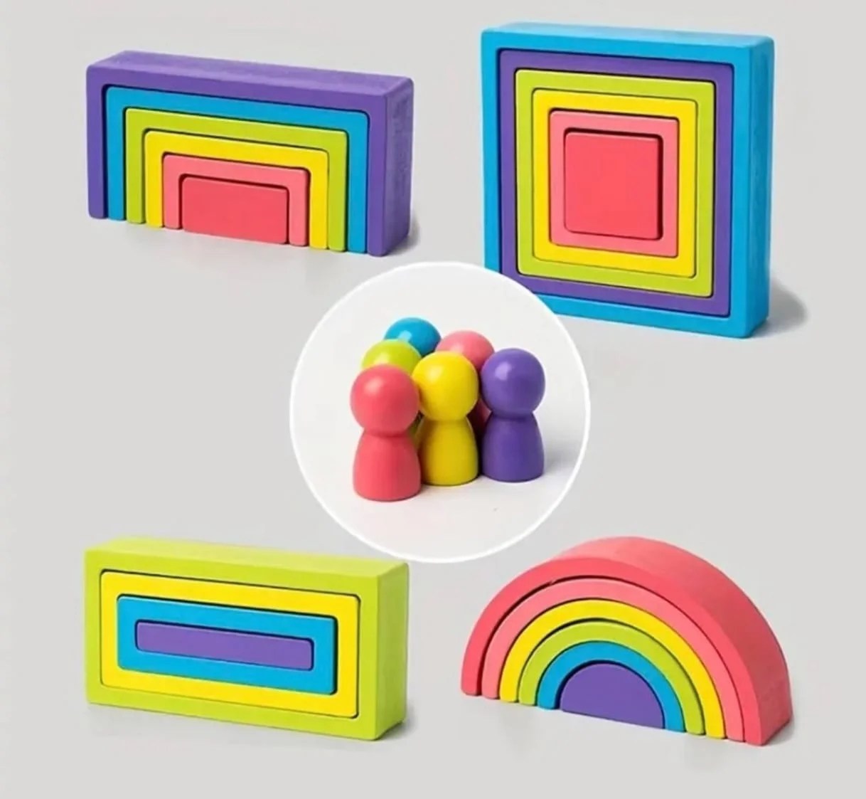 rainbow stacker and building blocks